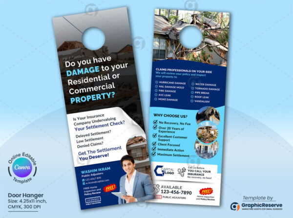 Property Damage Insurance Door Hanger Model Canva Layout