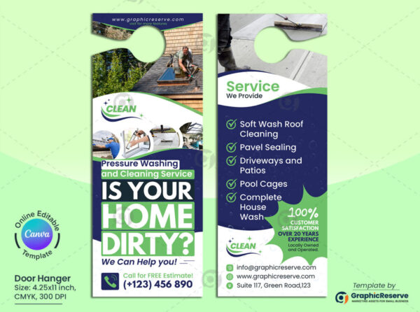 Cleaning Service Door Hanger Canva Template Design