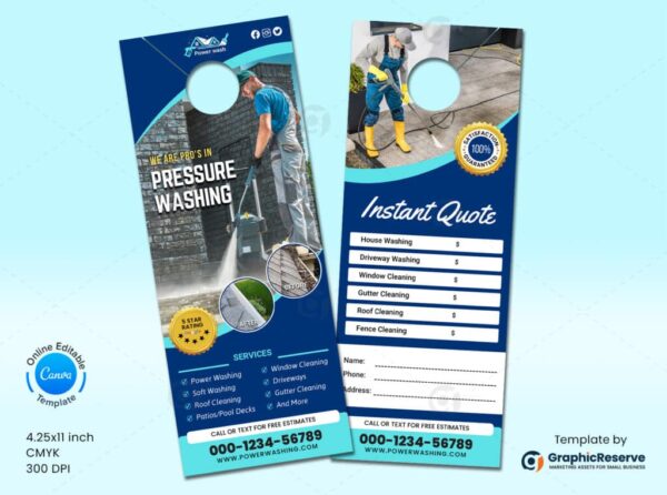 Pressure Washing Door Hanger Canva Template