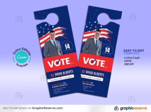 Election Campaign Political Door Hanger (Canva Template)