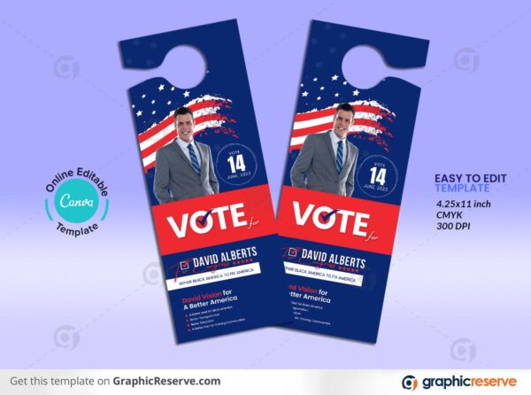 Election Campaign Political Door Hanger (Canva Template)