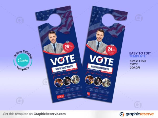 Election Campaign Political Door Hanger Design (Canva template)