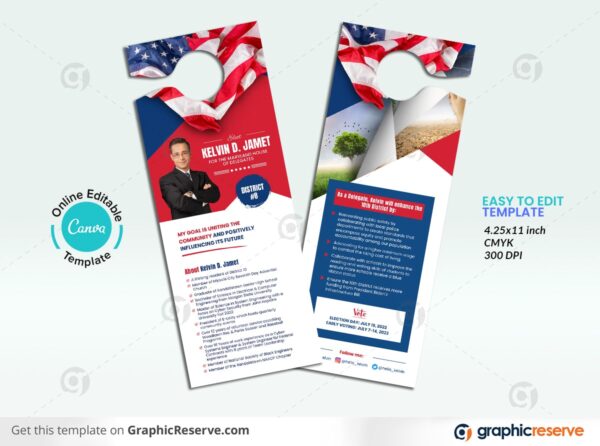 Political Election Voting Door Hanger Design (Canva template)