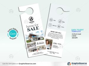 Home for Sale Real Estate Door Hanger | Canva Template