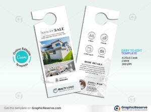 Home for Sale Real Estate Door Hanger Design (Canva template)