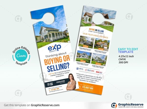 Buying or Selling Real Estate Door Hanger Design (Canva template)