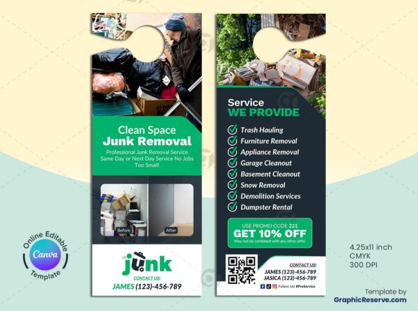 Clean Space Junk Removal Canva Door Hanger