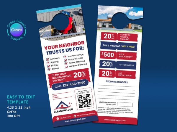 Cleaning Business Door Hanger Design (Canva Template)