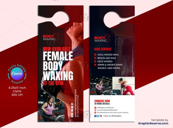Female Fitness Door Hanger (Canva Template)