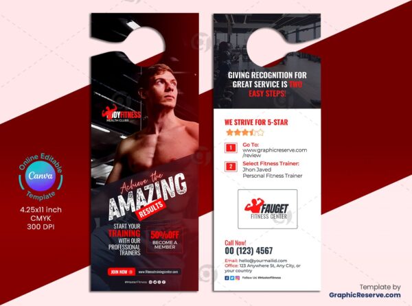 Fitness Review Door Hanger (Canva Template)