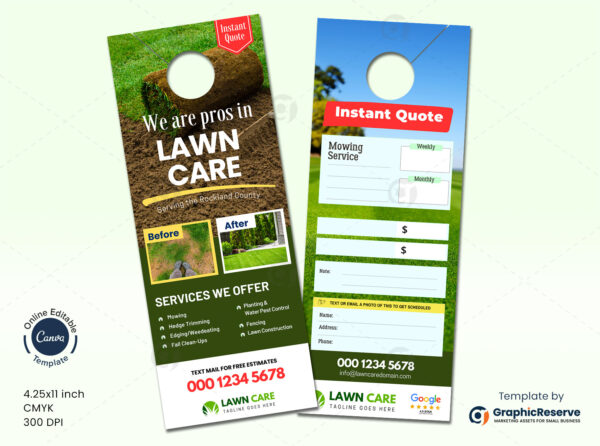 Landsaping Instant Quote Door Hanger Design Canva Template