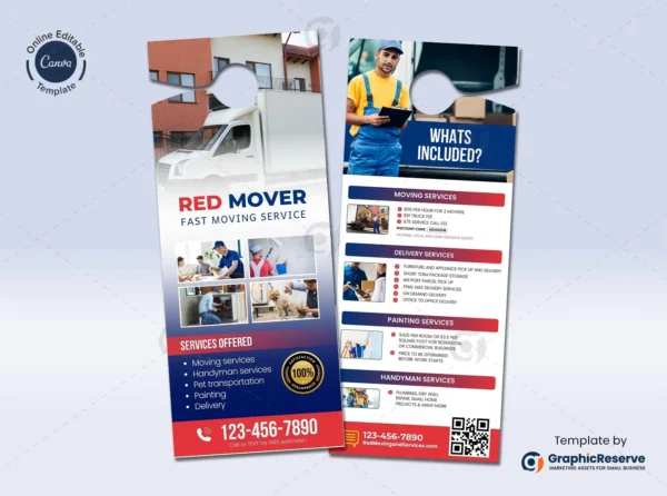 Moving and Handyman Service Door Hanger CanvaTemplate