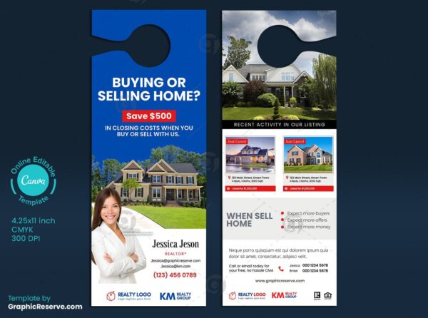 Real Estate Door Hanger Canva Template