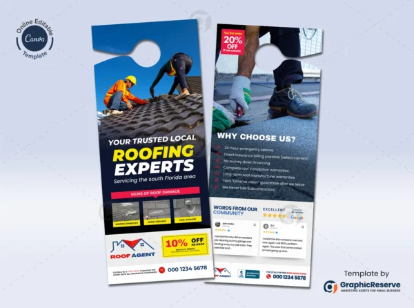 Roofing Advertising Door Hanger Template Canva