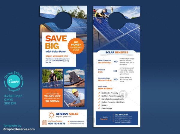 Solar Door Hanger Template (Online Editable Canva Design)
