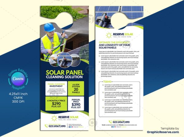 Solar Panel Cleaning Door Hanger (Canva Template)