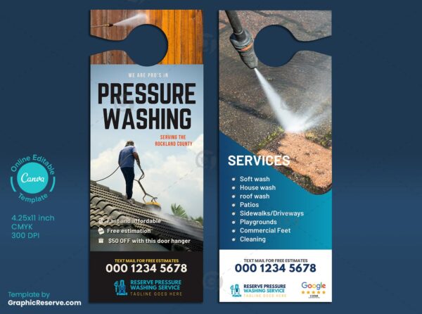 Pressure Washing Door Hanger Flyer (Canva Design Template)